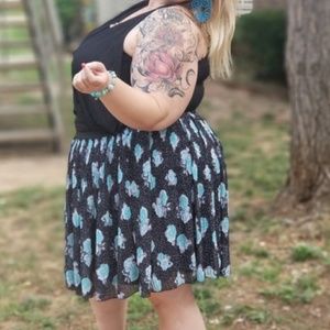 Torrid Pleated Teal Flower Skirt